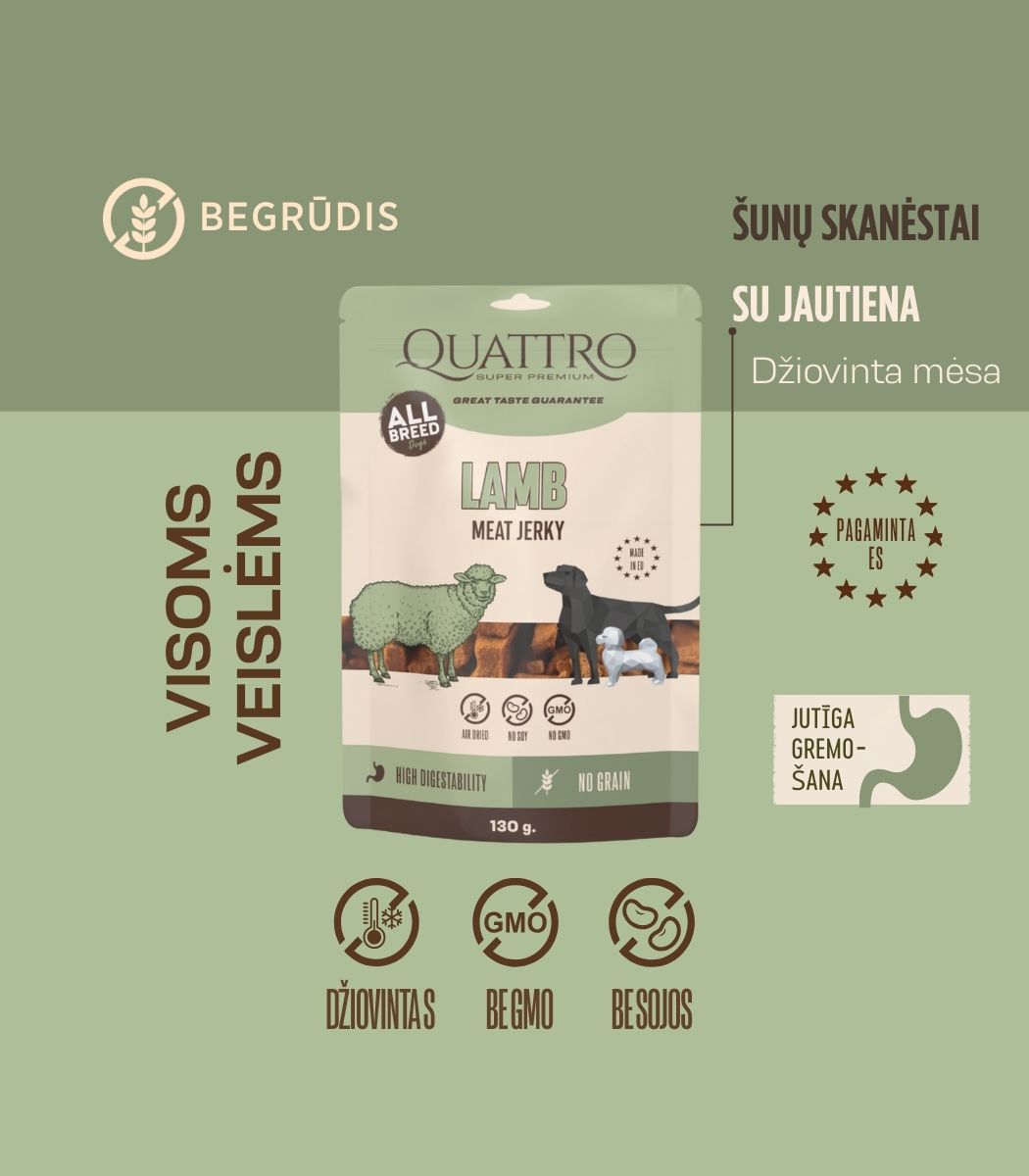 Quattro Meat Jerky skanėstai su ėriena