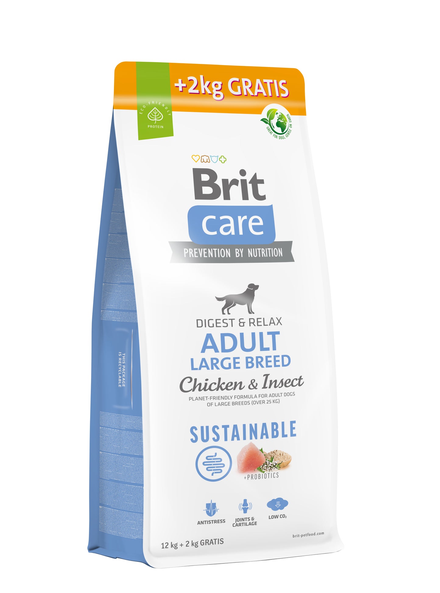 Brit Care Sustainable Adult Large Breed Chicken&Insect sausas maistas šunims su vištiena ir vabzdžiais 12 + 2 kg