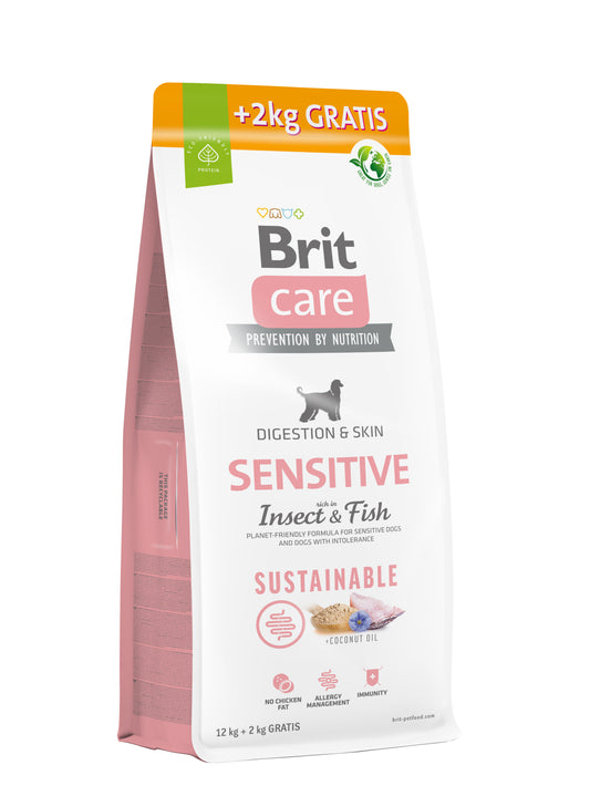 Brit Care Sustainable Sensitive Insect&Fish sausas maistas šunims su vabzdžiais ir žuvimi 12+2 kg