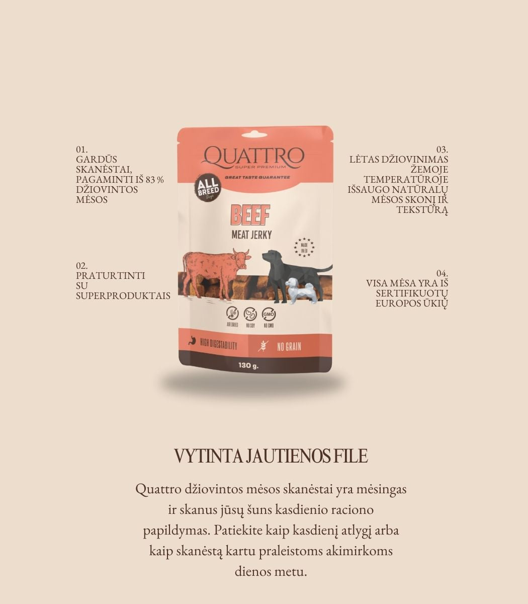 Quattro Meat Jerky skanėstai su Jautiena