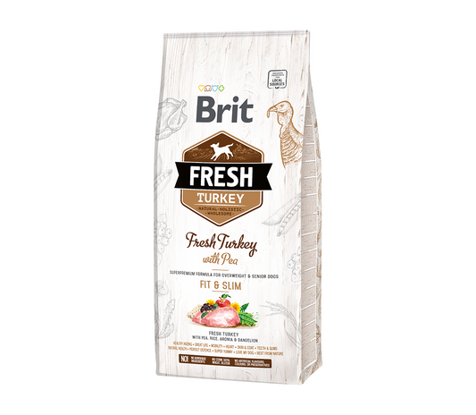 Brit Fresh Turkey with Pea Light Fit&Slim s.m. šunims 12kg