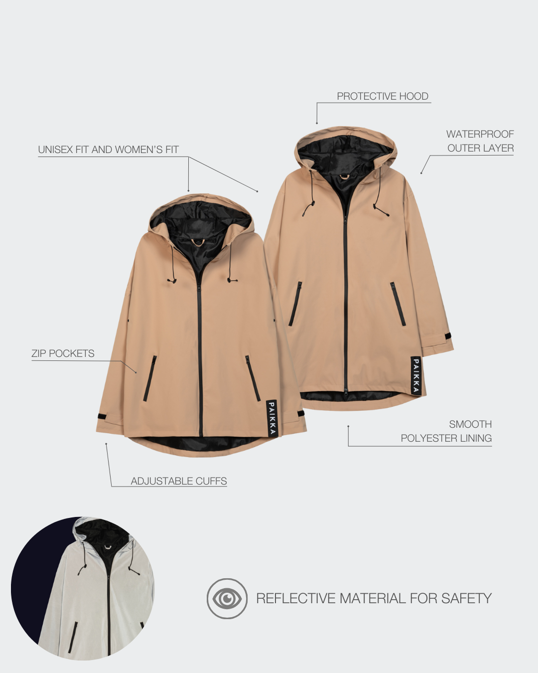 PAIKKA Human Raincoat Lite Taupe W