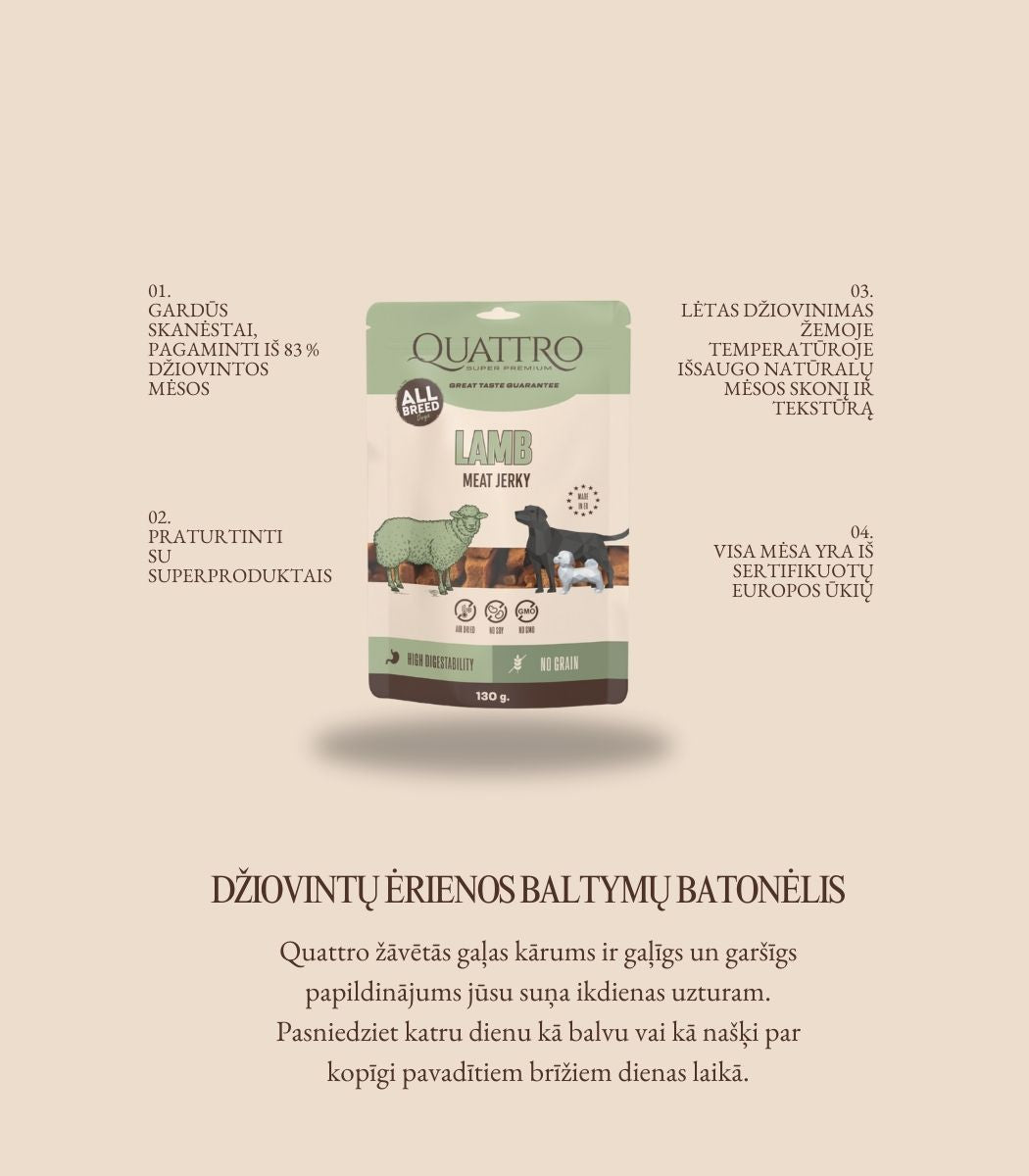 Quattro Meat Jerky skanėstai su ėriena