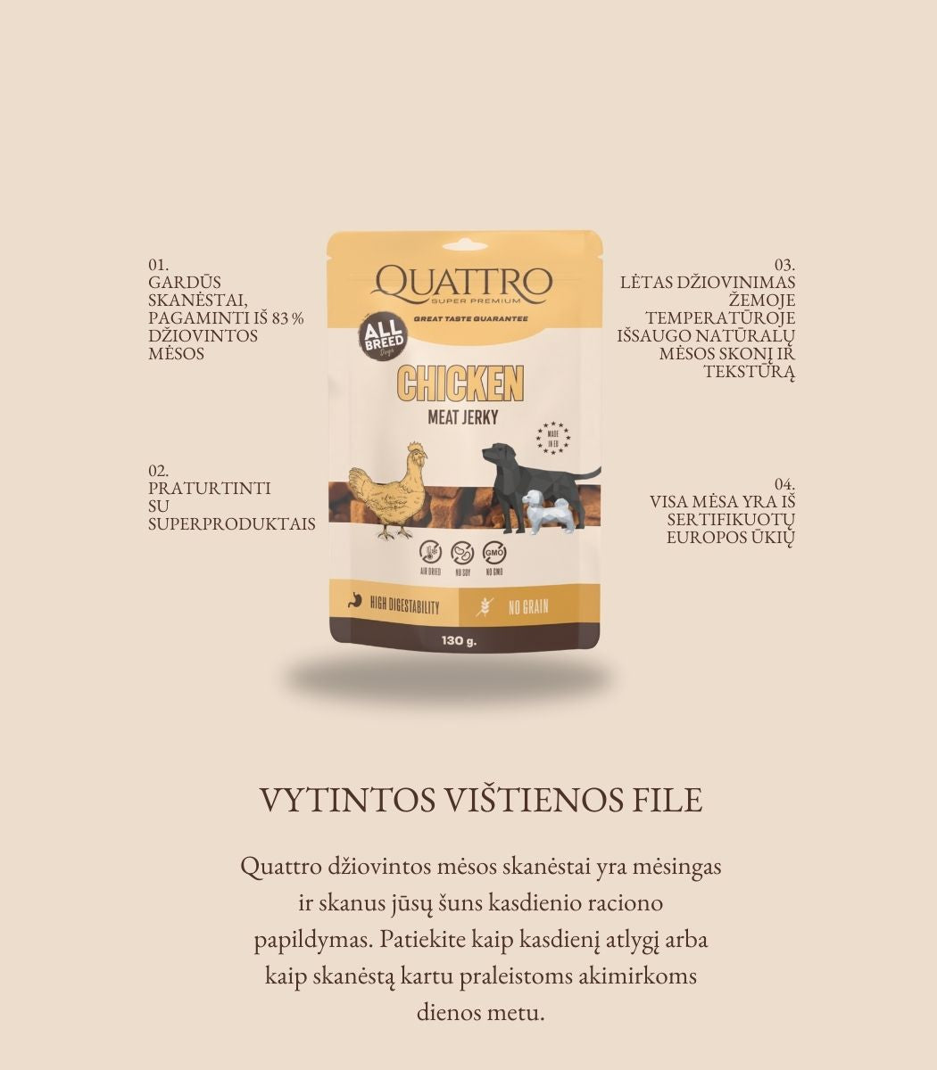 Quattro Meat Jerky skanėstai su vištiena