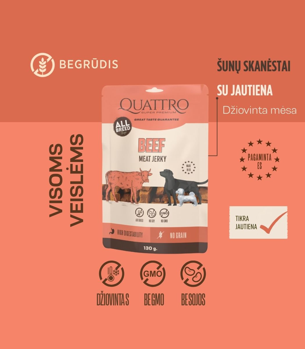 Quattro Meat Jerky skanėstai su Jautiena