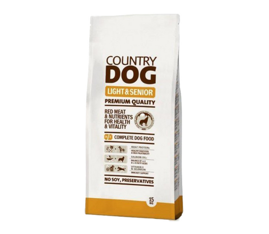 Country Dog Light Senior sausas maistas vyresnio amžiaus šunims 15 kg