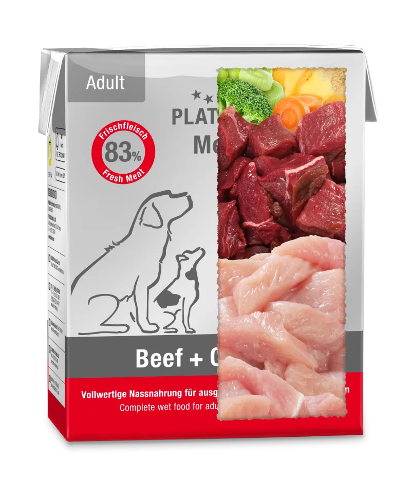 Platinum paštetas su jautiena ir vištiena suaugusiems šunims