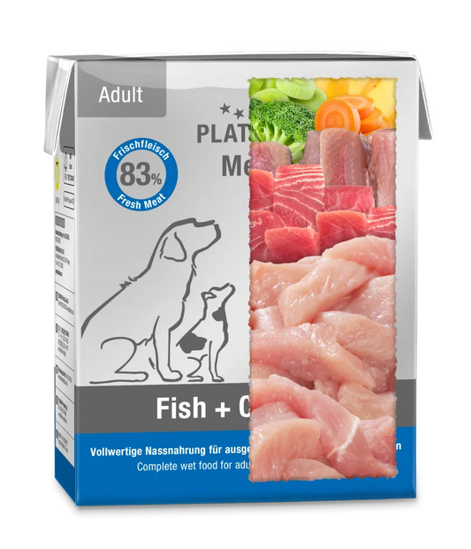 Platinum paštetas su žuvim ir vištiena suaugusiems šunims