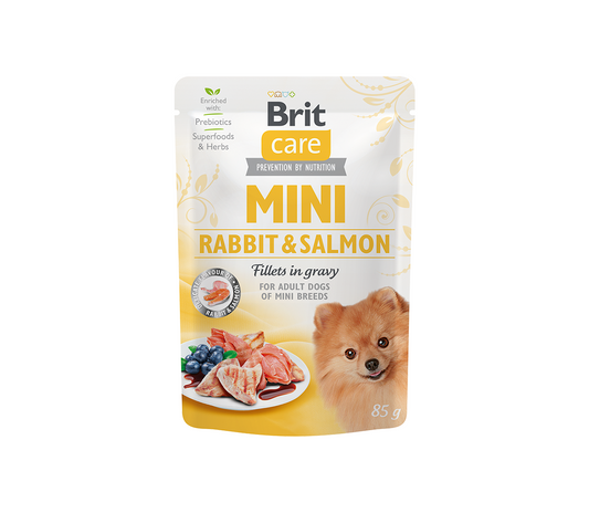 Brit Care Mini kons. šunims maiš. Rabbit&Salmon fillets in gravy 85 g