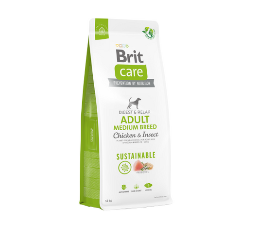 Brit Care Sustainable Adult Medium Breed Chicken&Insect sausas maistas šunims su vištiena ir vabzdžiais 3kg