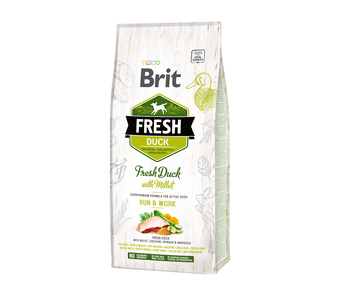 Brit Fresh Duck with Millet Active Run&Work s.m. šunims 2,5 kg