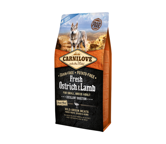 Carnilove Fresh Ostrich&Lamb for small breed adult sausas maistas mažų veislių šunims su strutiena ir ėriena 1,5 kg