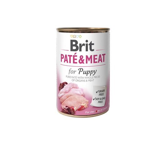 Brit Care kons. šunims Chicken&Turkey  Pate&Meat  for Puppy 400 g