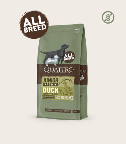 QUATTRO begrūdis visų veislių jaunų šunų pašaras su antiena