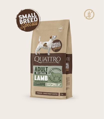 Quattro small breed adult sausas begrūdis maistas su ėriena